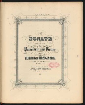 Sonate (N°. 3 in d-Moll) für Pianoforte und Violine op. 78