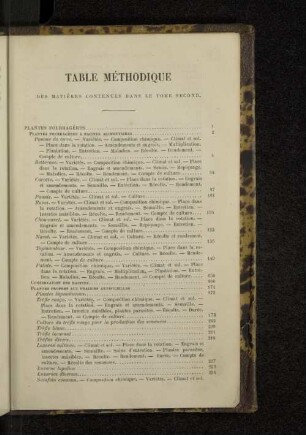 Table méthodique des matières contenues dans le tome second.