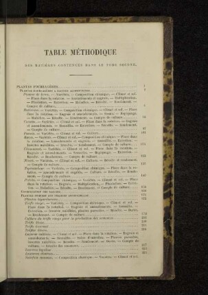 Table méthodique des matières contenues dans le tome second.