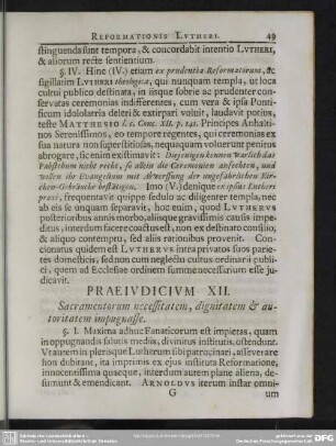 Praeiudicium XII. Sacramentorum necessitatem, dignitatem & autoritatem impugnasse
