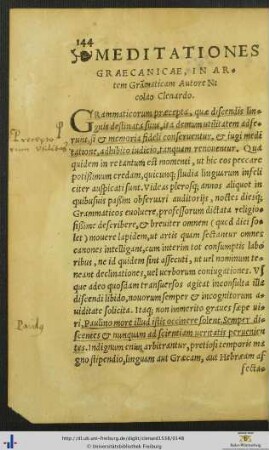 Meditationes Graecanicae In Artem Grammaticam