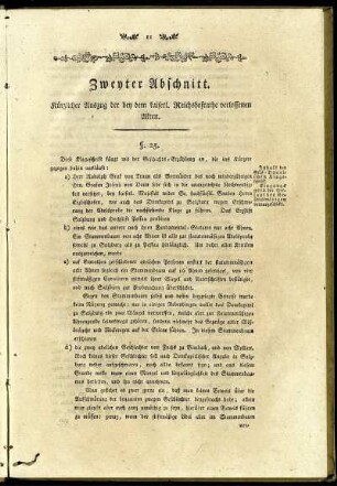 Zweyter Abschnitt. Kürzlicher Auszug der bey dem kaiserl. Reichshofrathe verloffenen Akten.
