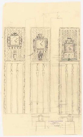 Verlagshaus des Scherl-Verlages, Berlin Turm: Ansicht eines Fassaden-Ornamentteils, 3 Varianten