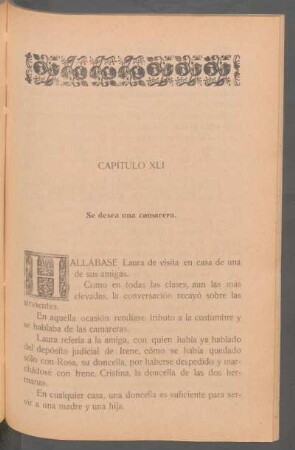 Capítulo XLI - Se desea una camarera.