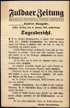 Ausgabe vom Freitag, den 08. Januar 1915.