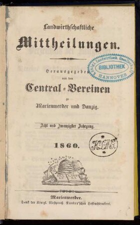 28: Mittheilungen der Landwirthschaftlichen Central-Vereine zu Marienwerder und Danzig
