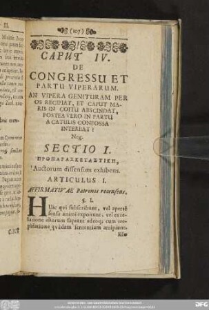 Caput IV. De Congressu Et Partu Viperarum.