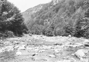 Flussansicht : Fluss durch eine Gebirgslandschaft.