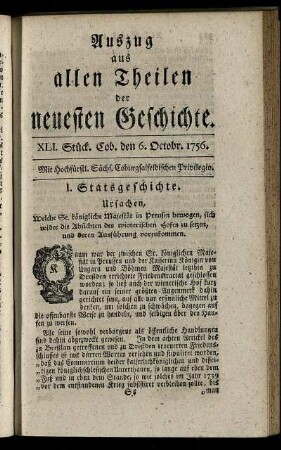 XLI. Stück. Cob. den 6. Octobr. 1756.