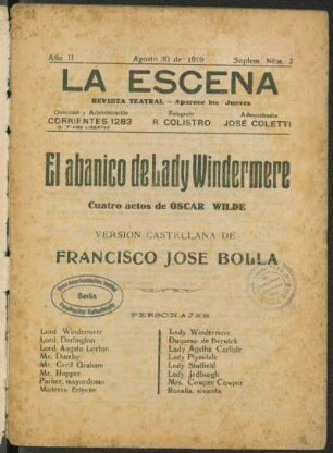 El abanico de Lady Windermere : cuatro actos