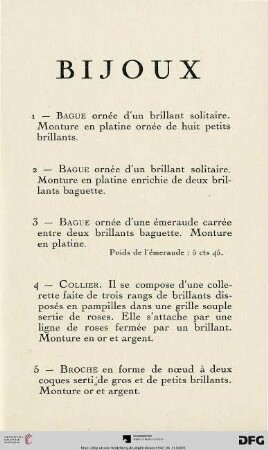 Bijoux (Nr.1-66)