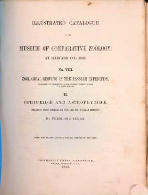 Zoological results of the Hassler expedition, 2. Ophiuridae and Astrophytidae