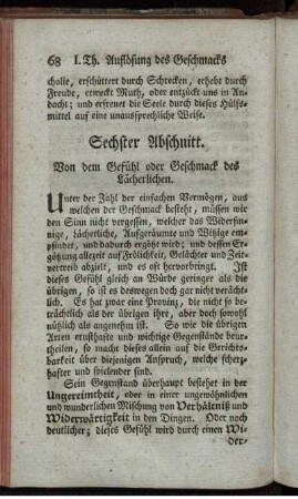 Sechster Abschnitt. Von dem Gefühl oder Geschmack des Lächerlichen