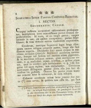 I. Sectio. Enumeratio, Caussae.