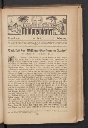August 1917 11. Heft 21. Jahrgang