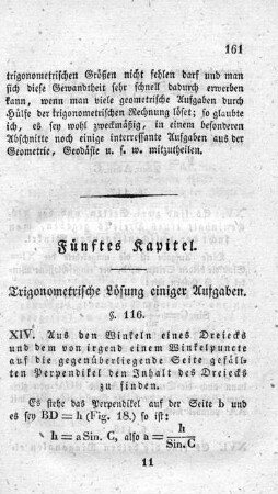 Fünftes Kapitel. Trigonometrische Lösungen einiger Aufgaben.