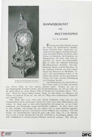 Handwerkskunst und Dilettantismus