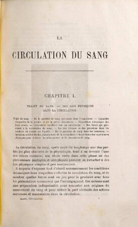 La circulation du sang à l'état physiologique et dans les maladies