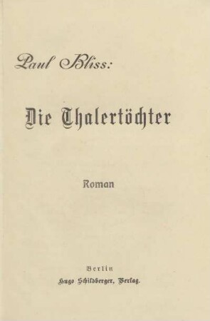 Die Thaler-Töchter : Roman