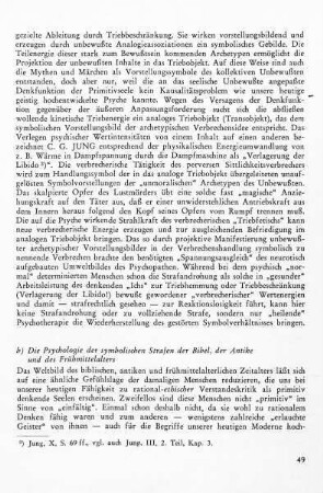b) Die Psychologie der symbolischen Strafen der Bibel, der Antike und des Frühmitterlalters