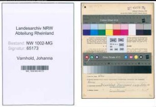 Entnazifizierung Johanna Varnhold , geb. 16.08.1892 (Stenotypistin)