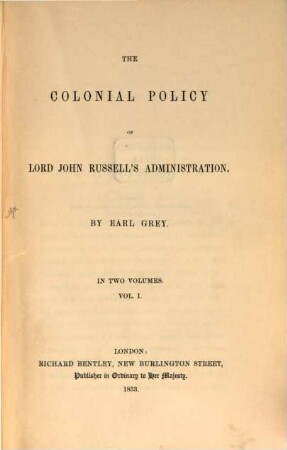 The colonial policy of Lord John Russell's administration, 1