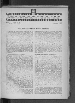 Der Seeverkehr des Hafens Hamburg