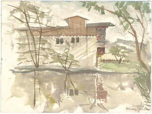 Gsaenger, Gustav; Lenggries (Bayern); Landschafts - und Gebäudestudien - Haus (Studie)