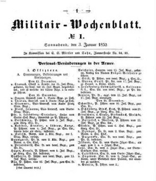 Militär-Wochenblatt : unabhängige Zeitschrift für die deutsche Wehrmacht. 36. 1852