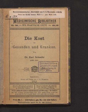 Die Kost des Gesunden und Kranken