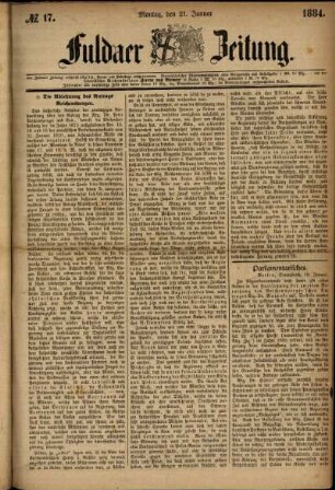 Ausgabe vom Montag, den 21. Januar 1884.