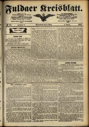 Erste Ausgabe vom Samstag, den 09. April 1910.