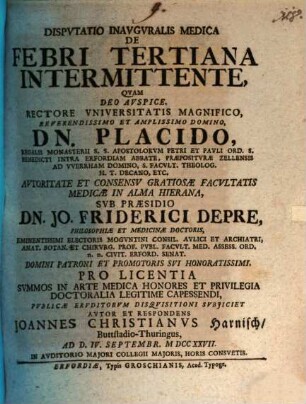 Disp. inaug. de febri tertiana intermittente