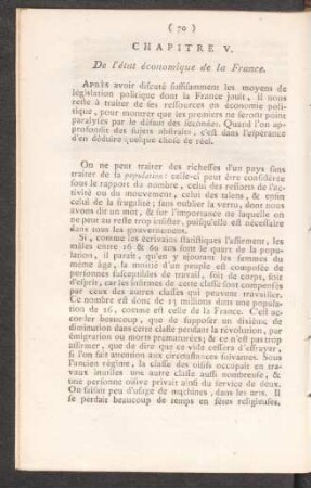 Chapitre V. De l`état économique de la France.