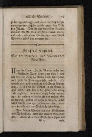 Fünftes Kapitel. Von den Wundern, und besonders den Mosaischen.