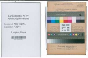 Entnazifizierung Hans Luepke , geb. 06.05.1913 (Fahrer)