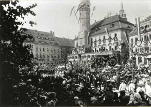 Bautzen. Huldigung für Friedrich August III., König von Sachsen, auf dem Hauptmarkt