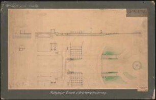 Wettbewerb Groß-Berlin 1910 Brückenverbreitung am Halleschen Tor: Fußgängertunnel und Brückenverbreitung am Halleschen Tor: Grundriss, Schnitt 1:200