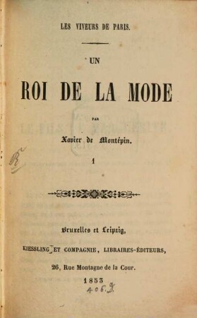 Un roi de la mode, 1