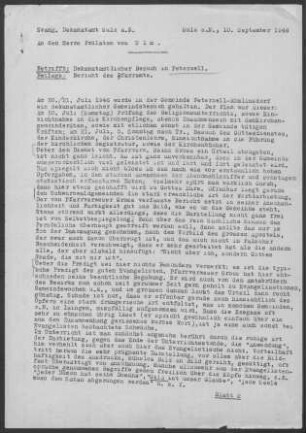 Peterzell-Römlinsdorf: Visitationsbericht mit Pfarrbericht 1946