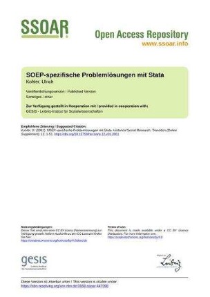 SOEP-spezifische Problemlösungen mit Stata