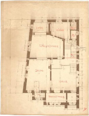Billing, Hermann; Karlsruhe, Eisenlohrstr. 25; Haus Billing (Utz) - Grundriss