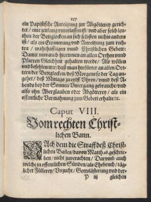 Caput VIII. Vom rechten Christlichen Bann.