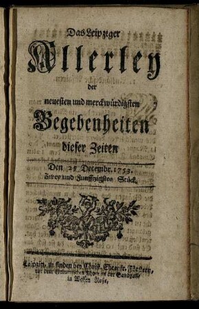 Den 25. Decembr. 1753. Zwey und Funfftzigstes Stück.