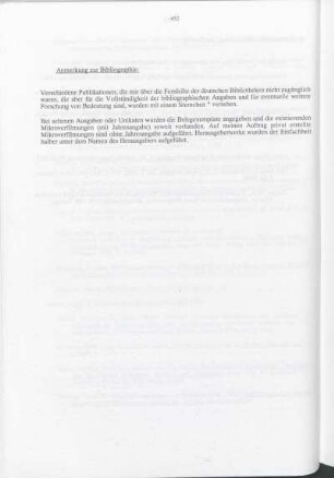 Anmerkung zur Bibliographie