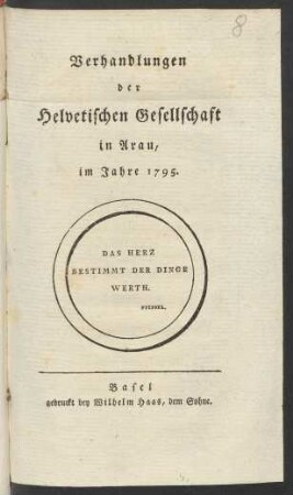 1795: Verhandlungen der Helvetischen Gesellschaft