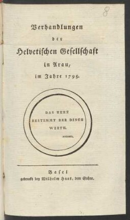 1795: Verhandlungen der Helvetischen Gesellschaft