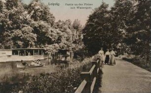 Leipzig: Partie an der Pleiße mit Wassergott