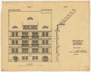 Wohnhausgruppe Lauterbach, Breslau: Hohenzollernstraße 103: Ansicht, Schnitt