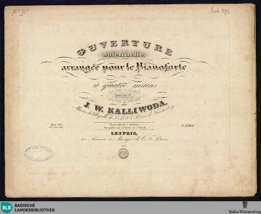 Ouverture solennelle : arrangée pour le pianoforte à quatre mains; oeuv. 126. 9me Ouverture